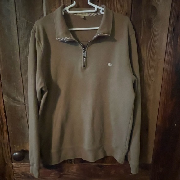 Burberry London Men’s 1/4 Zip Pullover Sweater Size Large Sweater in Brown 🔥EUC - Picture 1 of 13
